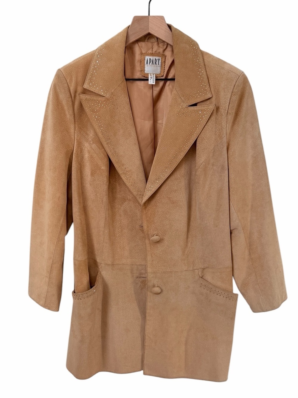 Vintage Sequin Suede Trench Coat Size L